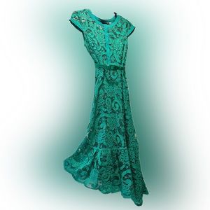 NANETTE LEPORE 💚green a line lace dress